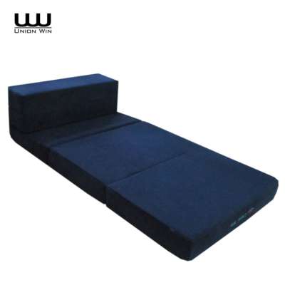 Hot Selling Living Room Navy Blue Velour Fabric Foam 5-Folding Sofa Bed Mattress With Removable Cover